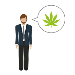 business man character talks about cannabis vector illustration EPS10