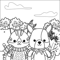 Cat and dog cartoon design
