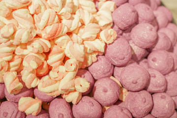 many candies in the store top view sweets