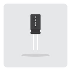 Vector design of flat icon, Capacitor for electronic circuits board on isolated background.