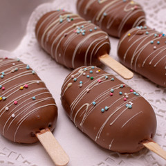 Chocolate popsicle in the box