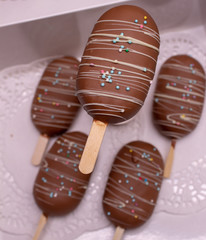 Chocolate popsicle in the box