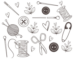 Isolated tailor shop icon set design