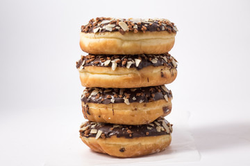 Chocolate donuts dessert. chocolate flavor donut with toppings