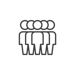 Staff group line icon. Crowd of people linear style sign for mobile concept and web design. Five men teamwork outline vector icon. Symbol, logo illustration. Vector graphics