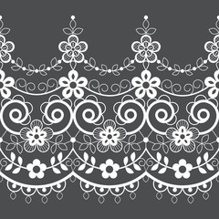 Retro lace seamless pattern, white decoration, ornamental repetitive design with flowers - textile design