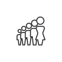 Woman, group leader line icon. Work group team linear style sign for mobile concept and web design. People Crowd outline vector icon. Symbol, logo illustration. Vector graphics
