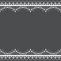 Retro lace pattern vector greeting card, wedding or birthday party invitation, ornamental border or frame design