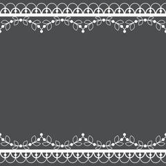 Retro lace pattern vector greeting card, wedding or birthday party invitation, ornamental border or frame design