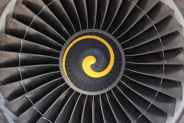 Blurred blades of fan turbojet engine