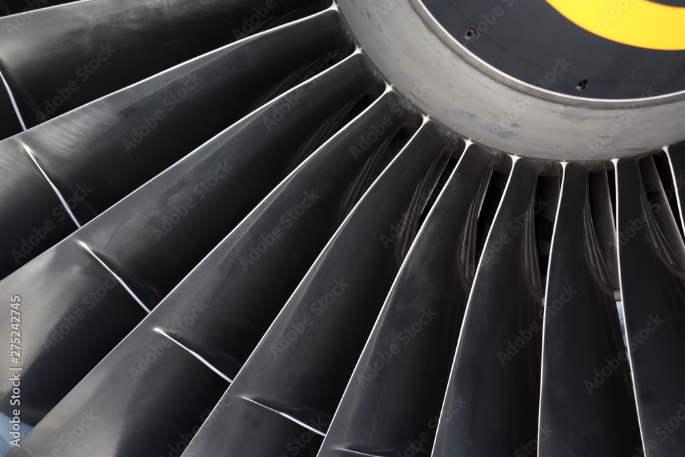 Wall mural blurred blades of fan turbojet engine