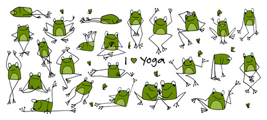 Fototapety  Zabawna żaba jogi, szkic do swojego projektu!