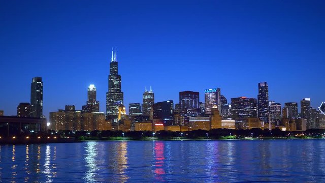 Wonderful Chicago Skyline by night - travel photography