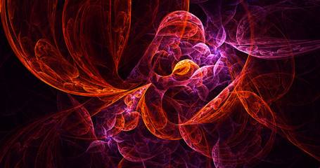 3D rendering abstract red fractal light background