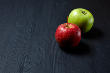 fresh apple on the black background