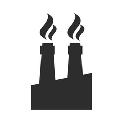 Grey factory icon with smoke. Smoke building vector
