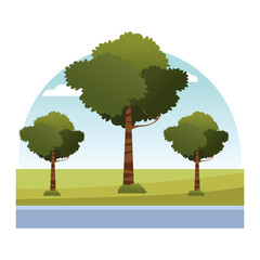 leafy trees icon cartoon isolated