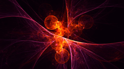 3D rendering abstract red fractal light background