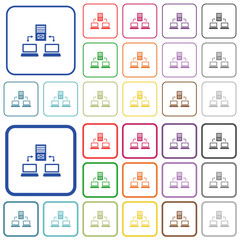 Multiple connections to mail server outlined flat color icons
