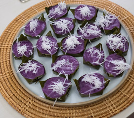 Close up  Homemade sweet potato cake. (Selective Focus)