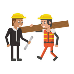 Construction workers with tools cartoons