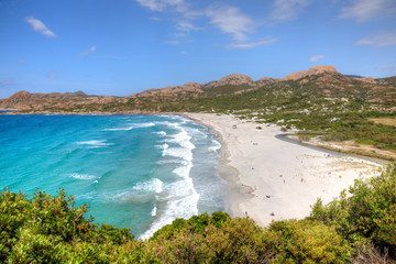 Aerial view of Ostriconi beach Corscia France
