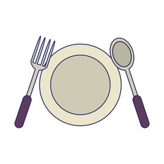 isolated fork, plate and spoon