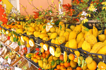 Traditional delicious Italian lemons in Taormina, Sicily, Italy