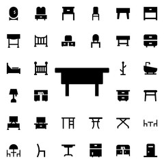Table icon. Universal set of furniture for website design and development, app development