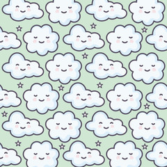 clouds sky weather kawaii characters pattern