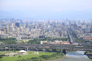Skyline of taipei city in downtown Taipei, Taiwan. From jiantan mountain.