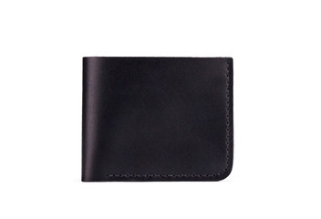 beautiful black leather wallet isolated on a white background