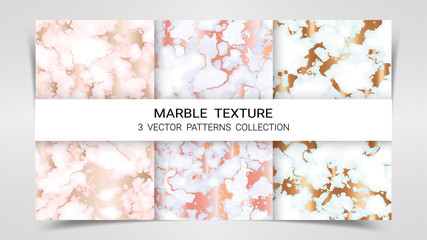 Marble Texture, Premium Set of Vector Patterns Collection, Abstract Background Template, Suitable for Luxury Products Brands with Golden Foil and Linear Style (Vector EPS10, Fully Editable)