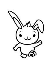 Obraz na płótnie Canvas kaninchen rennender süßer hase klein niedlich comic cartoon häschen ohren gehen winken spaß baby kind clipart design
