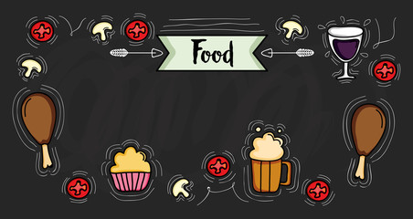 delicious food frame border icons