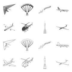 Vector illustration of transport and object logo. Collection of transport and gliding vector icon for stock.