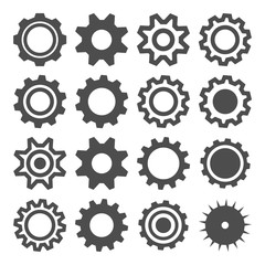 vector gearwheel mechanism gear cog icon set