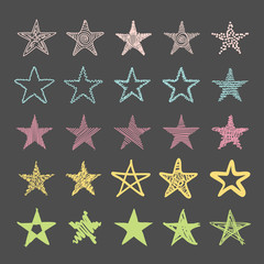 Hand drawn line doodle stars vector 