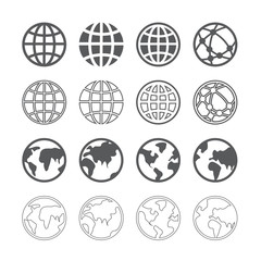 World Earth global icons set