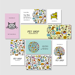 Fototapeta na wymiar Pet shop, business cards design
