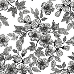 Beautiful spring flowers seamless pattern. Vector illustration, EPS 10