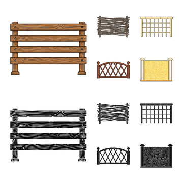 Isolated object of gate and fence symbol. Collection of gate and wall vector icon for stock.