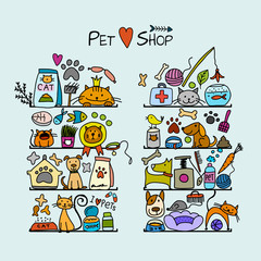Naklejka premium Pet shop background for your design