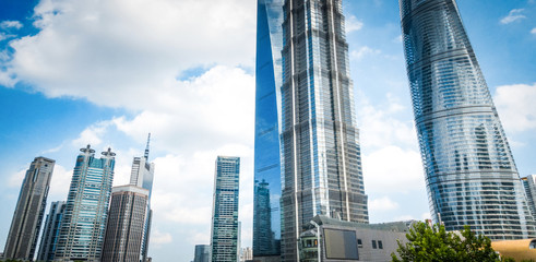 the modern building of the lujiazui financial centre in shanghai china.