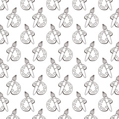 Isolated paint palette and brush design