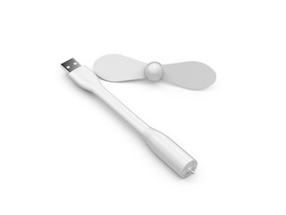 Usb driver fan, mini usb fan mock up template on isolated white background