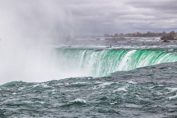 green water at horseshoe falls in Niagara Falls