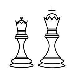 Chess white king and queen vector icon  on white