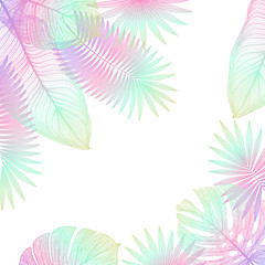 Beautiful background with tropical leaf. Space for text. Vector illustration.