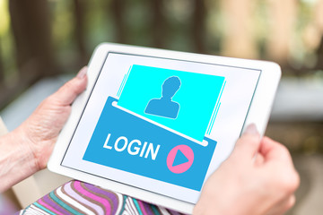 Login concept on a tablet